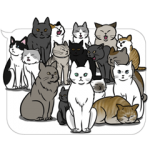 公式スタンプ::動く！吹き出しに群がる猫