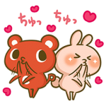 隠し無料スタンプ::コーすけ×かまってウサちゃんコラボ！