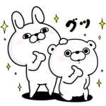 限定無料スタンプ::うさぎ&くま100%×ライザップ