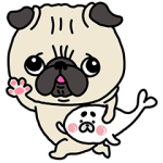 限定無料スタンプ::パグちゃん×コポたん