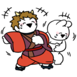 限定無料スタンプ::すこぶる動くウサギ×au三太郎