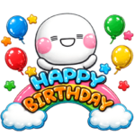 人気スタンプ特集::ぷくつやシール風♡ず～っと使える誕生日